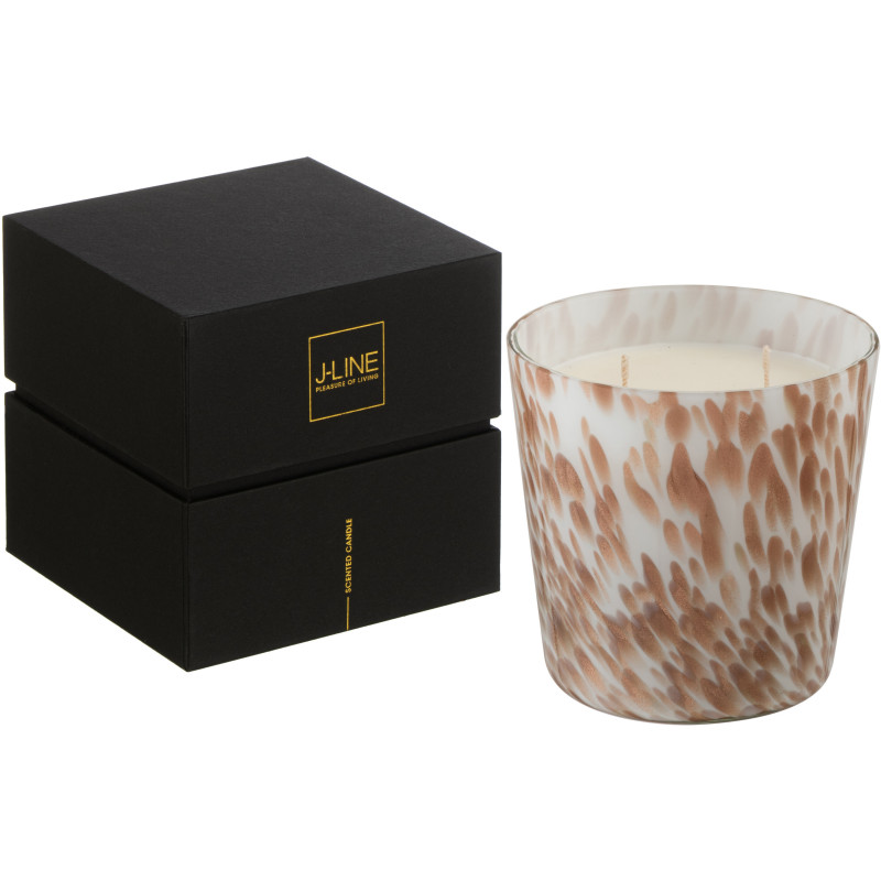 Bougie parfumée XL Fruitée 50 heures Noa Parfum Neon Night avec photophore en Verre Blanc Doré - 1