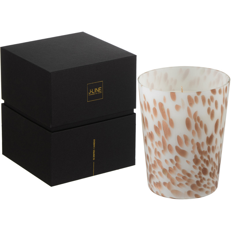 Bougie parfumée XL Fruitée 68 heures Noa Parfum Neon Night avec photophore en Verre Blanc Doré - 1