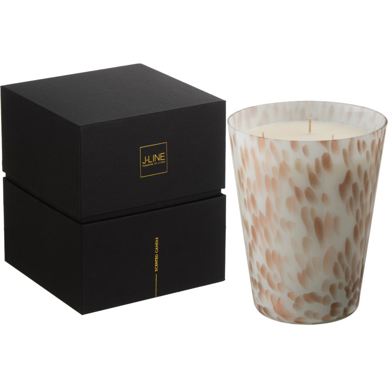 Bougie parfumée XXL Fruitée 95 heures Noa Parfum Neon Night avec photophore en Verre Blanc Doré - 1