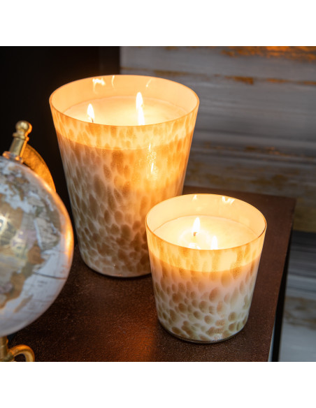 Bougie parfumée XXL Fruitée 95 heures Noa Parfum Neon Night avec photophore en Verre Blanc Doré - 3