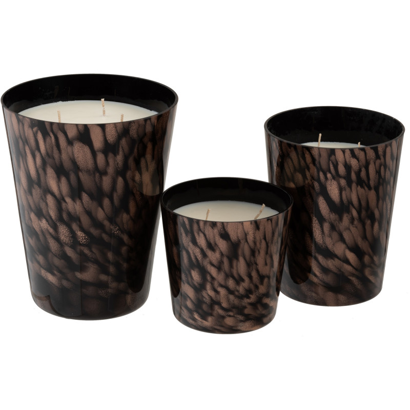 Bougie parfumée XXL Boisée 95 heures Noa Parfum Bois de Santal avec photophore en Verre Noir Doré - 3