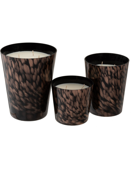 Bougie parfumée XXL Boisée 95 heures Noa Parfum Bois de Santal avec photophore en Verre Noir Doré - 3