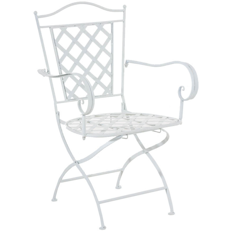 Chaise de jardin Pliante Avec accoudoirs Janna en Métal Blanc - 1