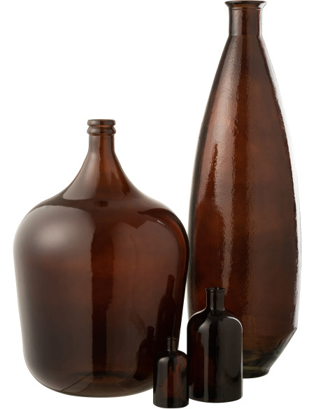Vase Bouteille XXL Cylvo Hauteur 80 cm en Verre Marron - 2