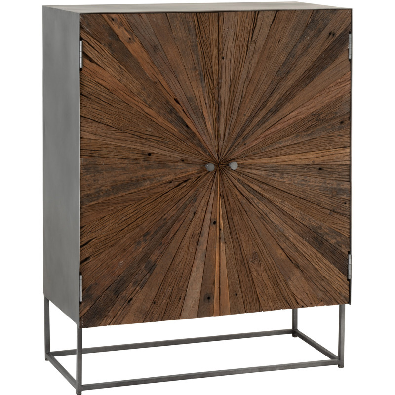 Buffet haut 2 portes Shanil en Bois recyclé Marron Métal Gris - 1