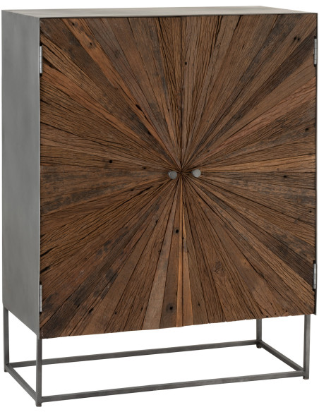 Buffet haut 2 portes Shanil en Bois recyclé Marron Métal Gris - 1