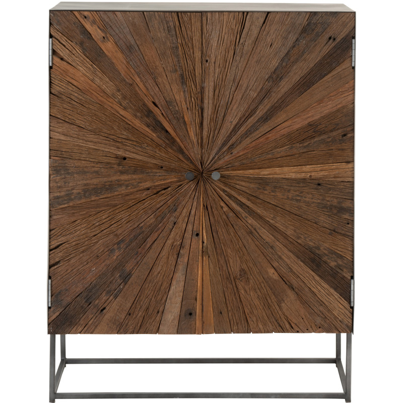 Buffet haut 2 portes Shanil en Bois recyclé Marron Métal Gris - 2