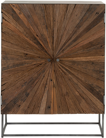 Buffet haut 2 portes Shanil en Bois recyclé Marron Métal Gris - 2