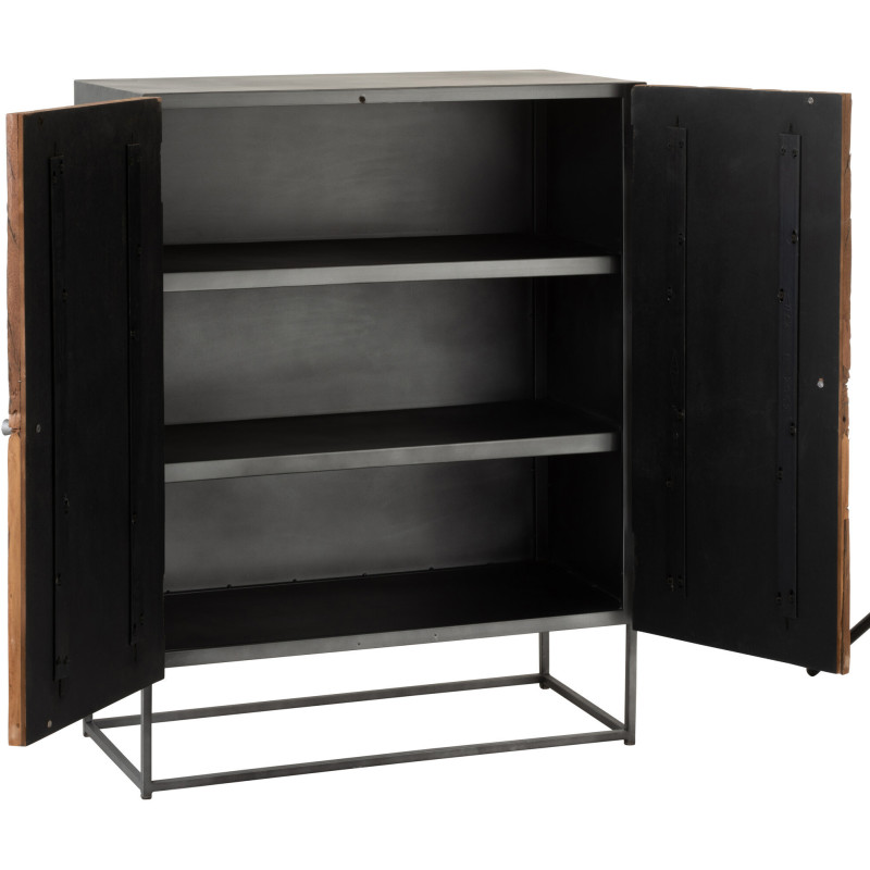 Buffet haut 2 portes Shanil en Bois recyclé Marron Métal Gris - 5