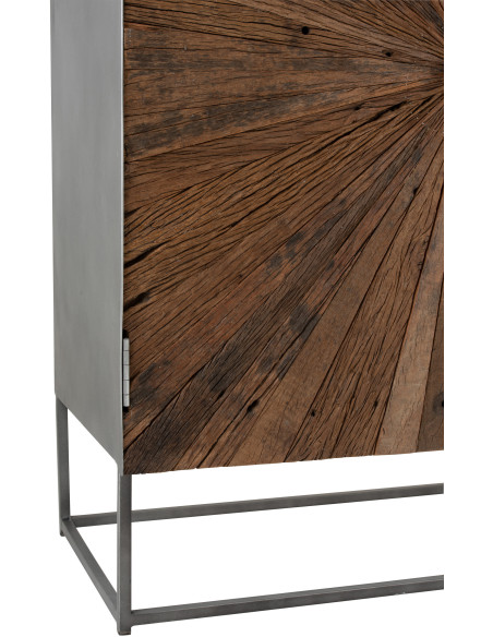 Buffet haut 2 portes Shanil en Bois recyclé Marron Métal Gris - 6