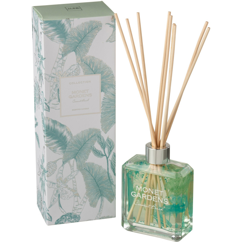 Diffuseur de parfum Senteur Fruitée Coconut Beach Monet Gardens 180 ml en Verre Bleu azur - 1