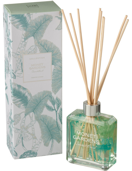 Diffuseur de parfum Senteur Fruitée Coconut Beach Monet Gardens 180 ml en Verre Bleu azur - 1