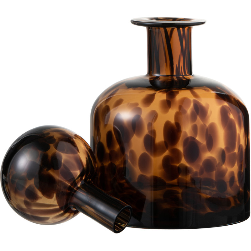 Bouteille déco en verre marron taché H25 cm - 3