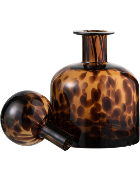 Bouteille déco en verre marron taché H25 cm - 3
