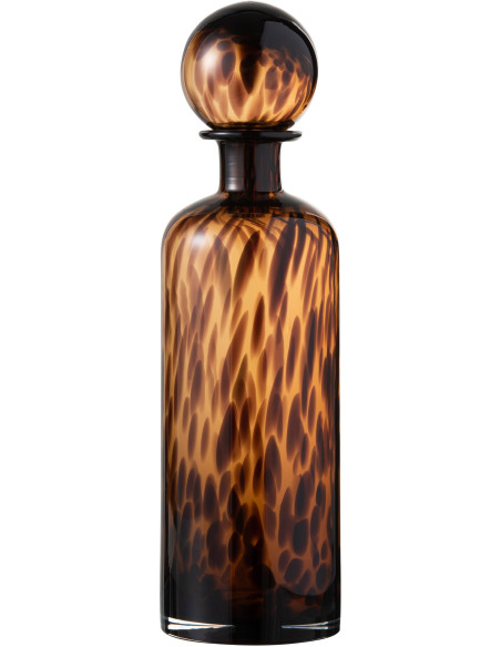 Bouteille déco XL en verre marron taché H39 cm - 1