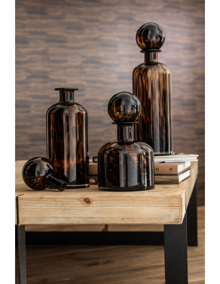 Bouteille déco XL en verre marron taché H39 cm - 2