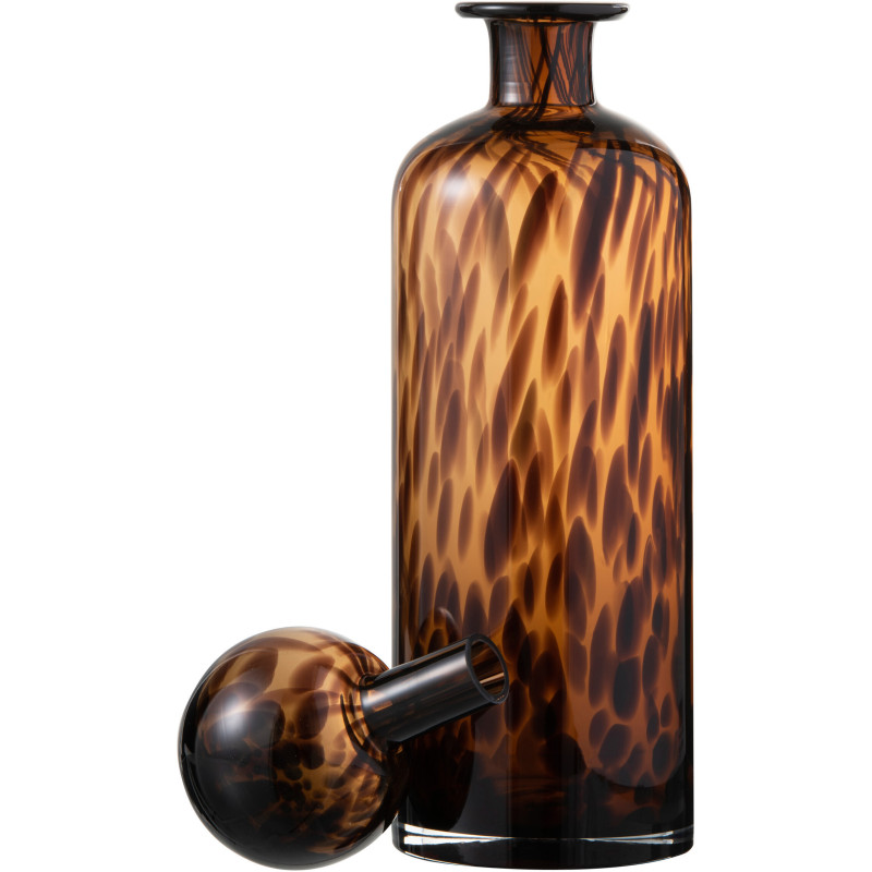 Bouteille déco XL en verre marron taché H39 cm - 3
