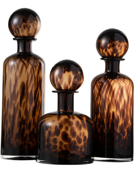 Bouteille déco XL en verre marron taché H39 cm - 4