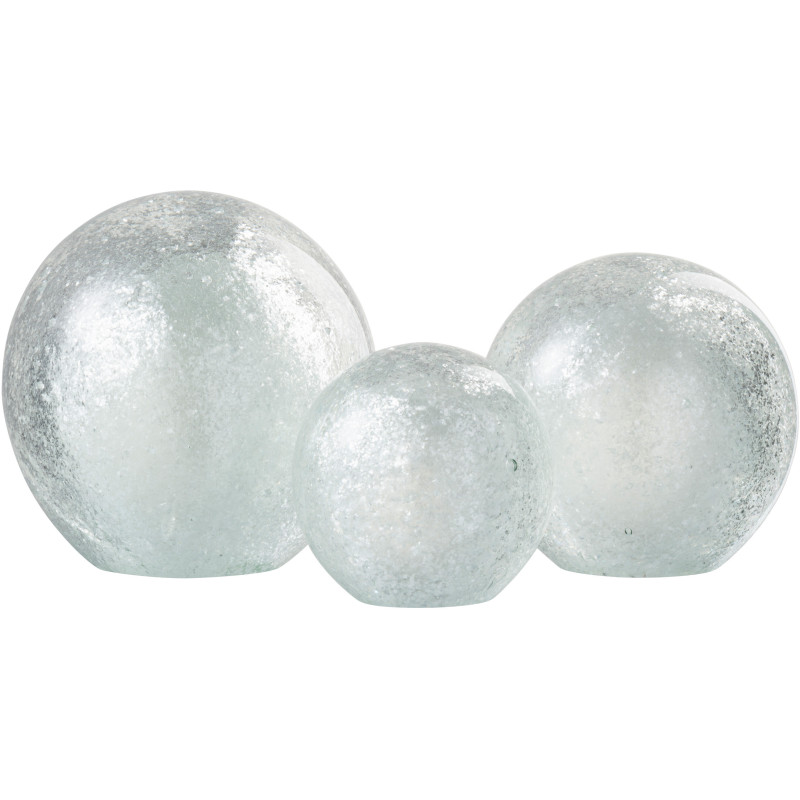 Sulfure Ronde XL Flocons Wintio en Verre Argenté 12 cm - 2