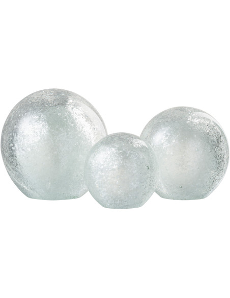 Sulfure Ronde XL Flocons Wintio en Verre Argenté 12 cm - 2