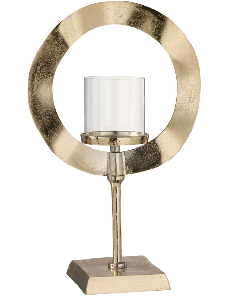 Photophore sur pied modern Cercle en métal doré 47 cm - 1