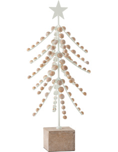 Décoration sur pied Sapin de Noël en Bois de sapin Naturel Métal Blanc - 1