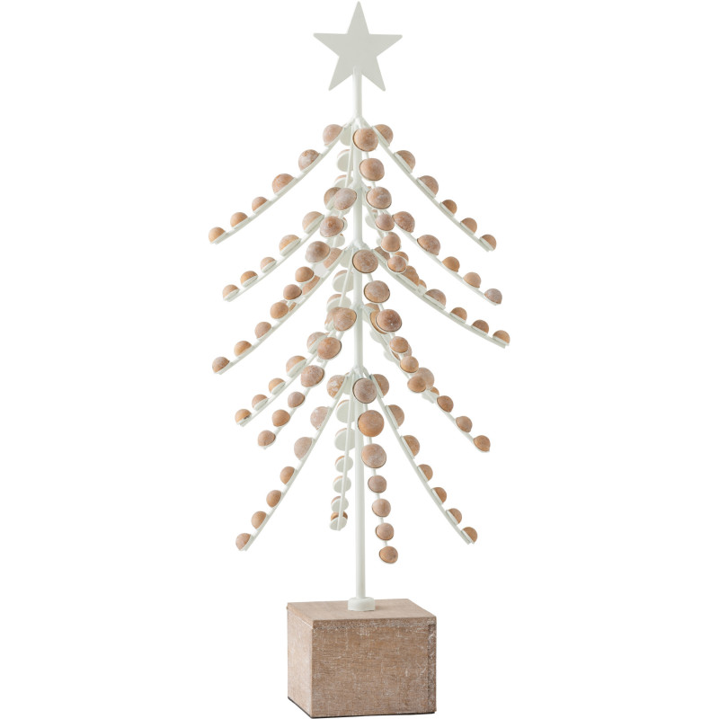 Décoration sur pied Sapin de Noël en Bois de sapin Naturel Métal Blanc - 1