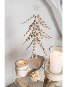 Décoration sur pied Sapin de Noël en Bois de sapin Naturel Métal Blanc - 2