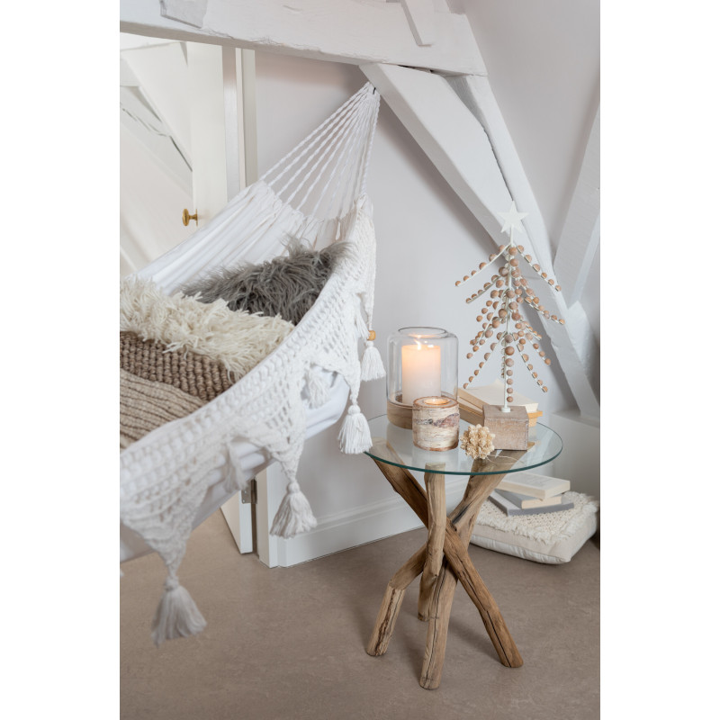 Décoration sur pied Sapin de Noël en Bois de sapin Naturel Métal Blanc - 3