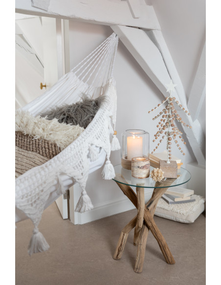 Décoration sur pied Sapin de Noël en Bois de sapin Naturel Métal Blanc - 3