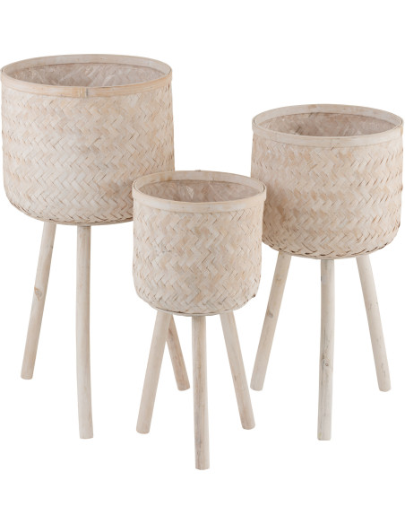 Cache-pot sur pied en Bambou Naturel Alice (Lot de 3) - 1