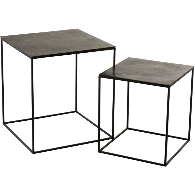 Table d'appoint Gigogne Carrée Onyx en Aluminium Oxydé Métal Noir (Lot de 2) - 1