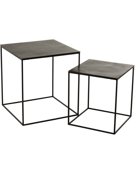 Table d'appoint Gigogne Carrée Onyx en Aluminium Oxydé Métal Noir (Lot de 2) - 1