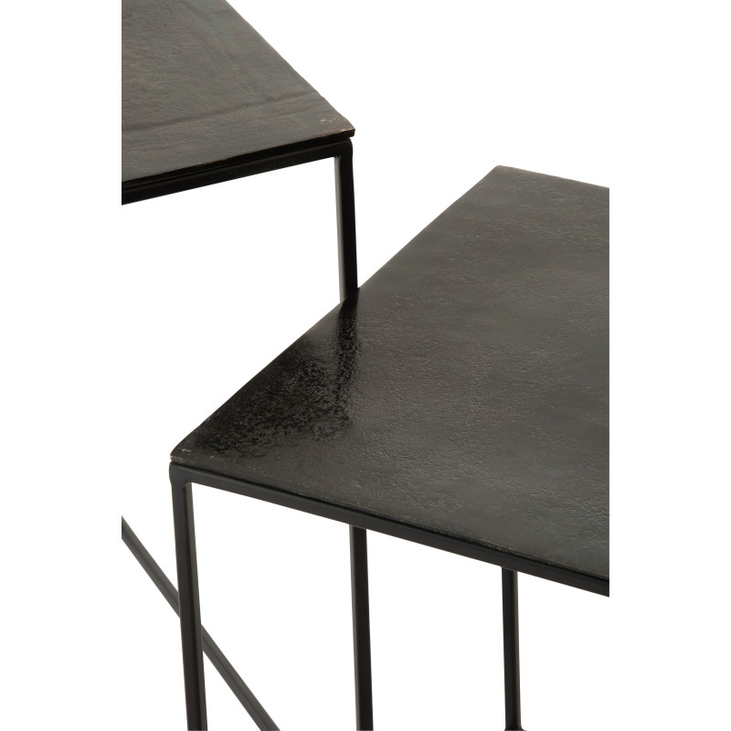 Table d'appoint Gigogne Carrée Onyx en Aluminium Oxydé Métal Noir (Lot de 2) - 3