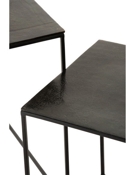 Table d'appoint Gigogne Carrée Onyx en Aluminium Oxydé Métal Noir (Lot de 2) - 3