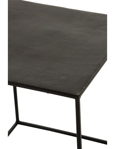 Table d'appoint Gigogne Carrée Onyx en Aluminium Oxydé Métal Noir (Lot de 2) - 4