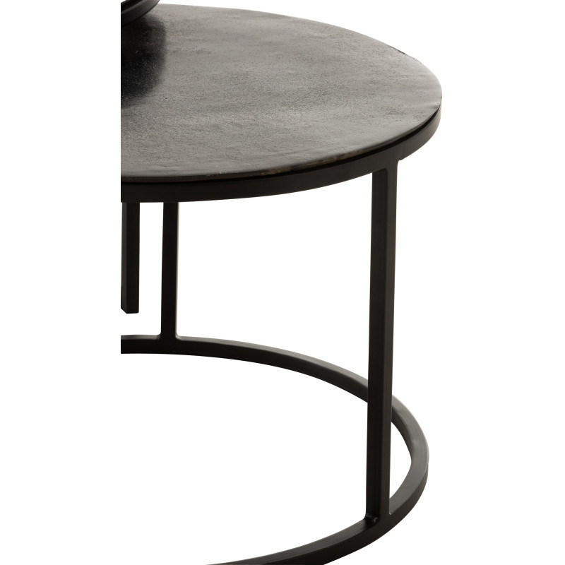 Table basse Gigogne Ronde Onyx en Aluminium Oxydé Métal Noir (Lot de 3) - 4