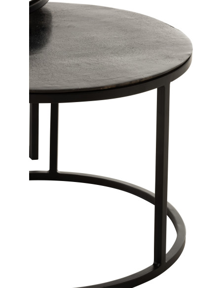 Table basse Gigogne Ronde Onyx en Aluminium Oxydé Métal Noir (Lot de 3) - 4