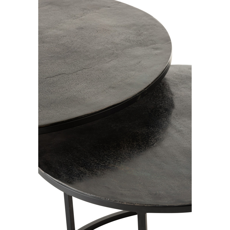 Table basse Gigogne Ronde Onyx en Aluminium Oxydé Métal Noir (Lot de 3) - 5