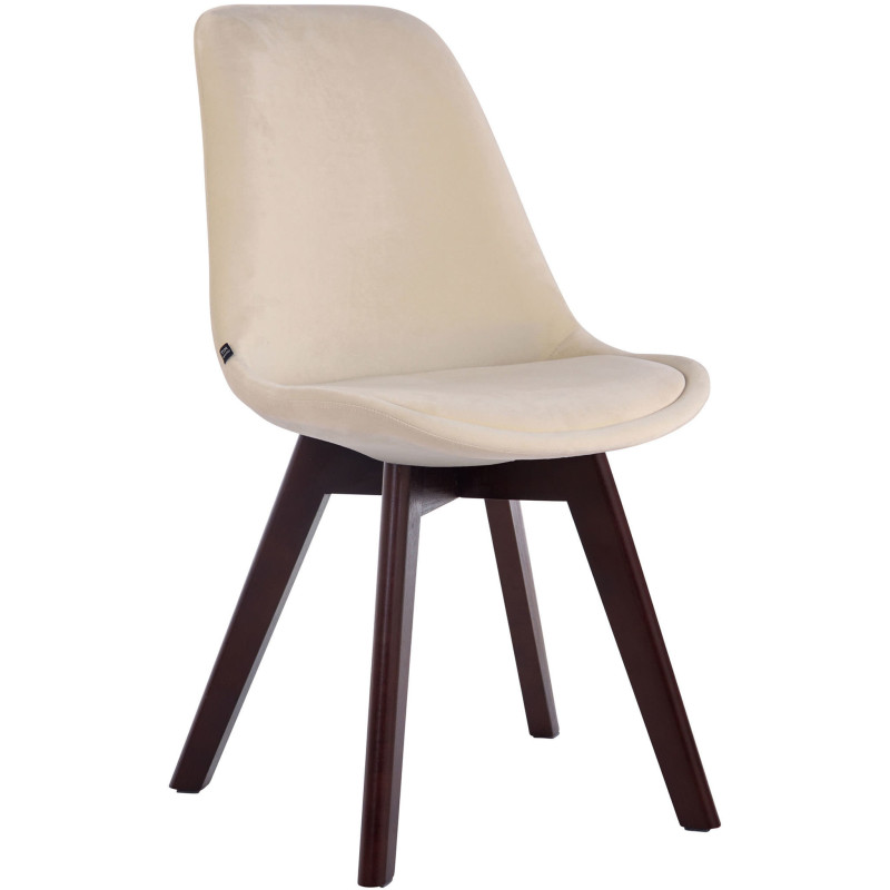 Chaise Sakina en Velours Beige Bois de hêtre Noyer - 1