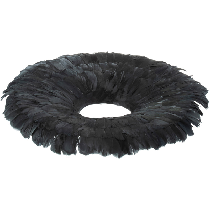 Couronne de Noël 50 cm en Plume Noir - 1