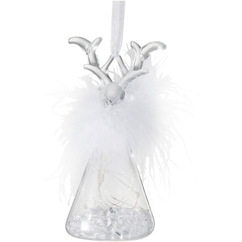 Suspension de Noël Renne en Verre Transparent Blanc - 1