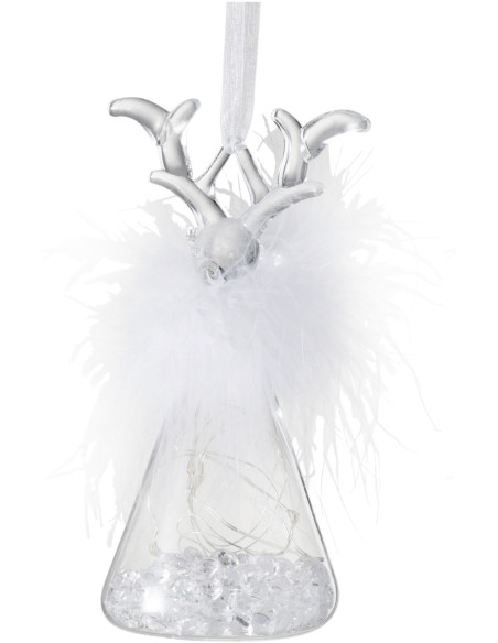 Suspension de Noël Renne en Verre Transparent Blanc - 1