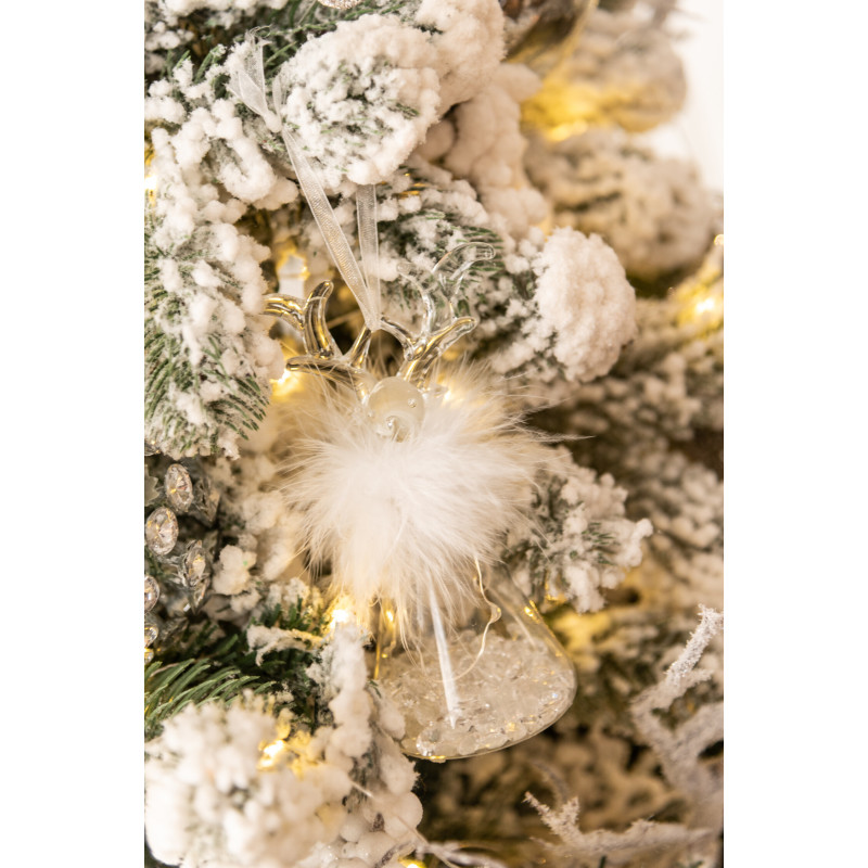 Suspension de Noël Renne en Verre Transparent Blanc - 2