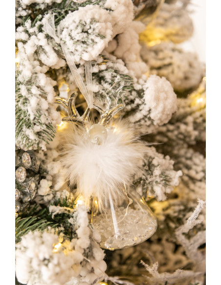 Suspension de Noël Renne en Verre Transparent Blanc - 2