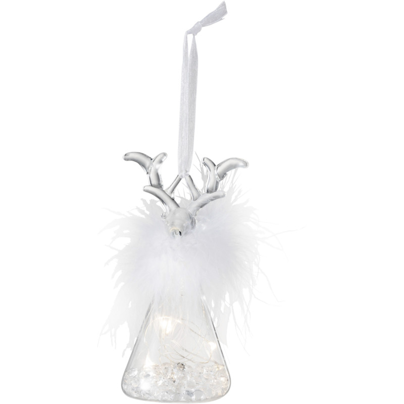 Suspension de Noël Renne en Verre Transparent Blanc - 3