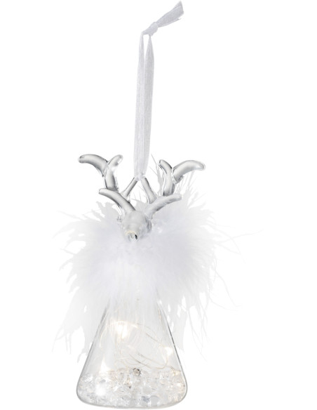 Suspension de Noël Renne en Verre Transparent Blanc - 3