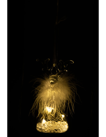 Suspension de Noël Renne en Verre Transparent Blanc - 4