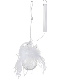 Boule de Noël Ange lumineuse Led en Verre Blanc Avec plumes J-Line - 2
