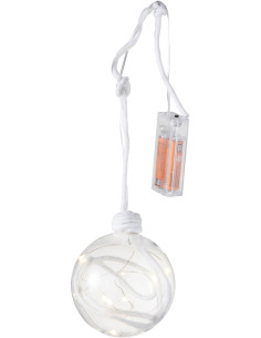 Boule de Noël lumineuse Led XL en Verre Transparent Corde Blanc - 1